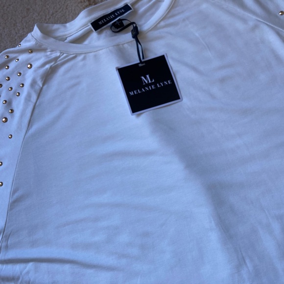 MELANIE LYNE: Gold Studded Sleeve Top - off white - Picture 4 of 9